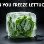 Can you freeze lettuce – frozen lettuce leaves inside an ice cube showing lettuce preservation concept