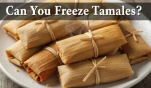 Steamed tamales wrapped in corn husks on a plate showing how to freeze tamales for long-term freshness
