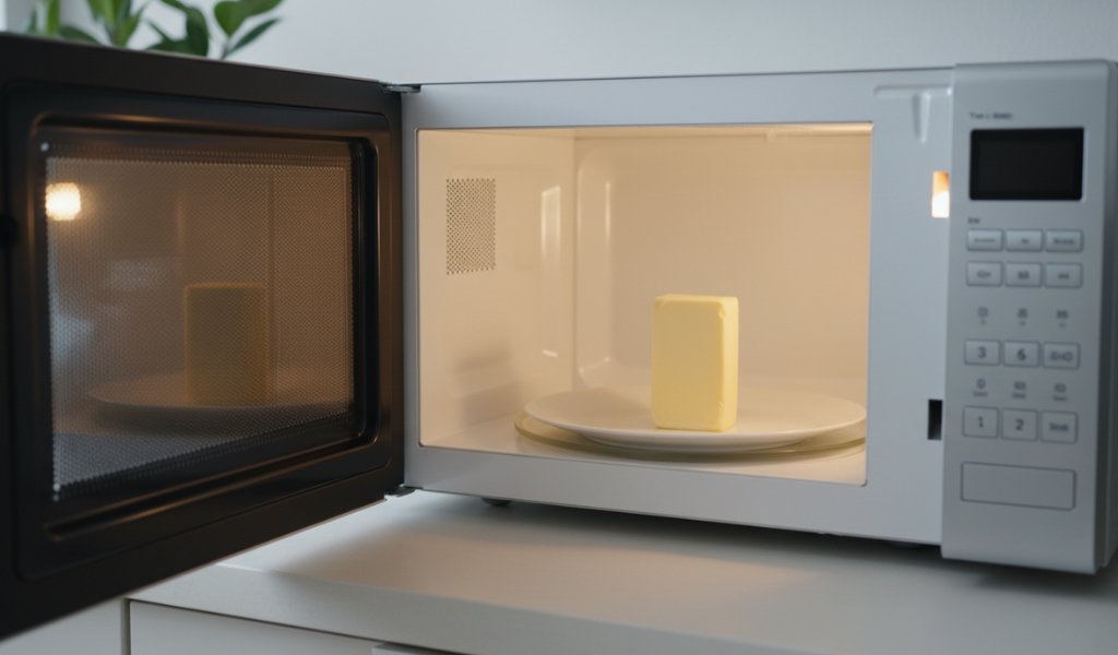 softening butter quickly in microwave standing method