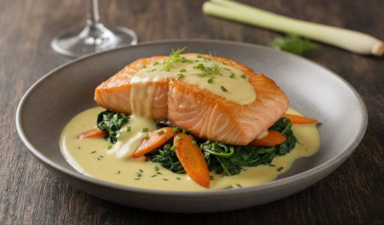 Salmon Confit with Lemongrass Sauce